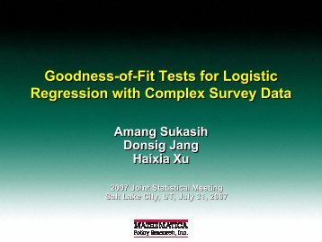 Goodness-of-Fit Tests for Logistic Regression with Complex Survey ...