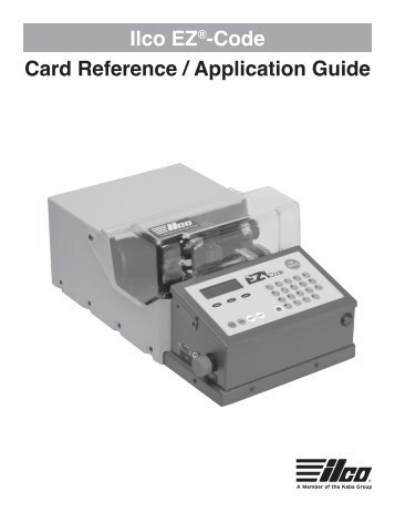 Ilco EZÂ® Code Card Reference/Application Guide (english) - Kaba Ilco