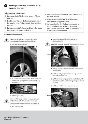 Allgemeine Hinweise: Montageanleitung Mercedes ML/GL W/X164 ...