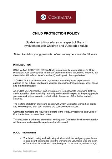 CHILD PROTECTION POLICY - Comhaltas