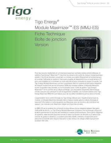 Tigo EnergyÂ® Module Maximizerâ¢-ES (MMJ-ES) Fiche Technique ...