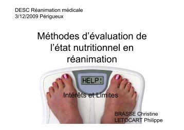 Méthodes d'évaluation de l'état nutritionnel en réanimation