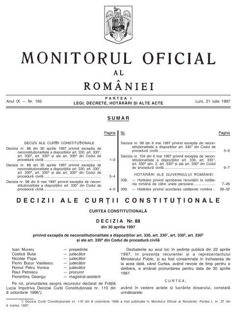 DECIZII ALE CURfiII CONSTITUfiIONALE