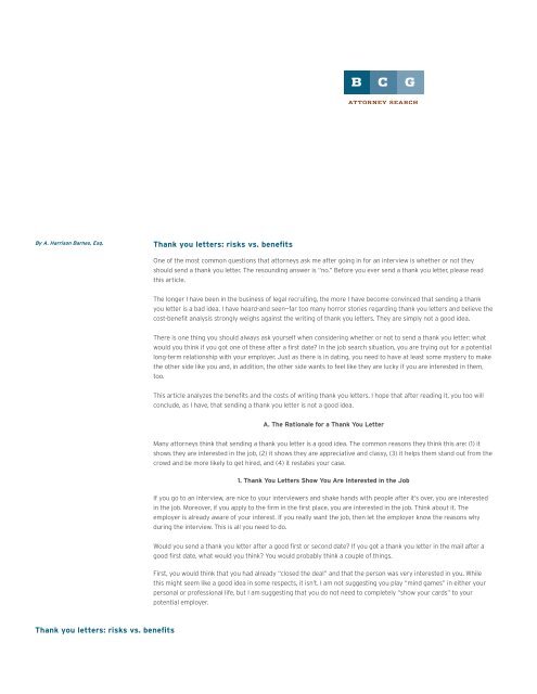 Thank you letters - Legal Recruiters