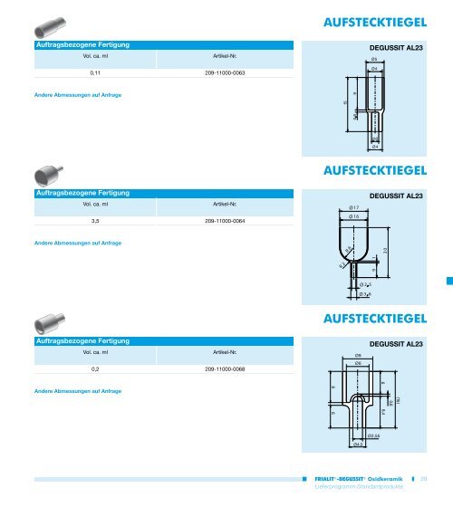 Lieferprogramm Standardprodukte