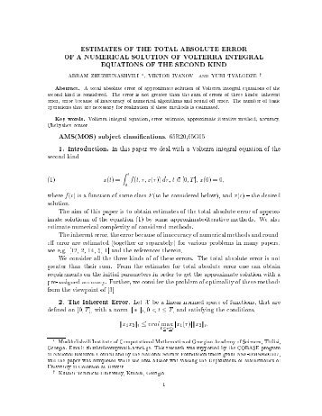 estimates of the total absolute error of a numerical solution - CCM