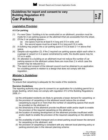 BLD0249 Reg 413 Guideline - Car Parking - City of Monash