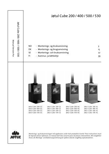 Monteringsvejledning - JÃ¸tul stoves and fireplaces