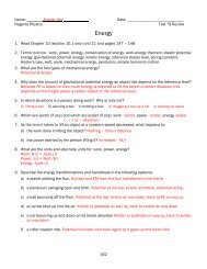 Physics Review Answer Key