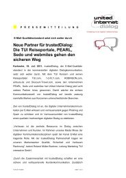 Neue Partner für trusteddialog: Die TUI Reiseportale, PEARL, Sedo ...