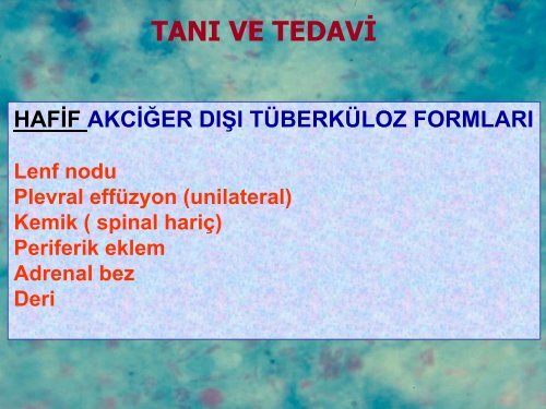 AkciÄer DÄ±ÅÄ± TÃ¼berkÃ¼loz tedavisi