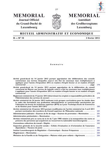 B - NÂ° 10 / 3 fÃ©vrier 2012 - Administration des contributions directes