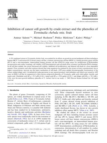 Inhibition of cancer cell growth by crude extract and ... - ResearchGate