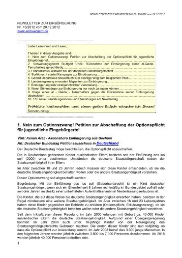 1. Nein zum Optionszwang! Petition zur Abschaffung der ...