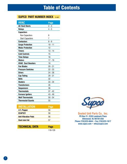 Table of Contents - Supco