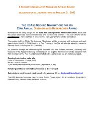 RSA Annual Awards Call for Nominations - Research Society on ...