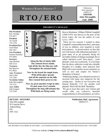 Fall 2008 Newsletter - RTO/ERO District 7 Windsor-Essex