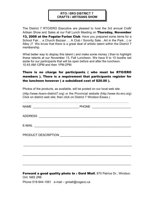 Fall 2008 Newsletter - RTO/ERO District 7 Windsor-Essex