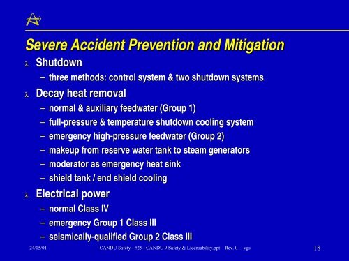 CANDU Safety #25 - CANDU 9 Safety & Licensability - Canteach