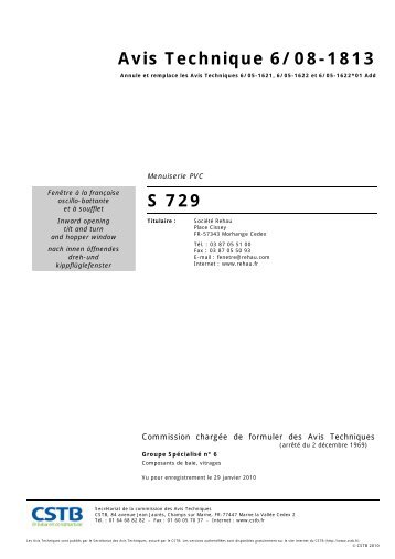 Avis Technique 6/08-1813 S 729 - CSTB