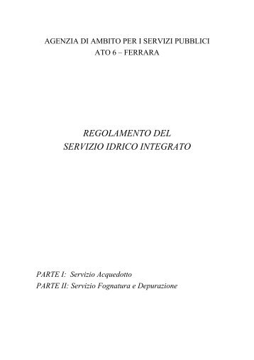 regolamento del servizio idrico integrato - Comune di Ferrara