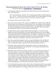 Discussion Questions for Harry Potter and the Goblet of Fire by J.K. ...