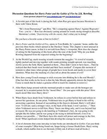 harry potter and the goblet of fire essay questions Discussion questions for harry potter and the goblet of fire questions for book clubs about harry potter and the goblet of fire. harry potter and the goblet of fire essay questions Discussion questions for harry potter and the goblet of fire questions for book clubs about harry potter and the goblet of fire.