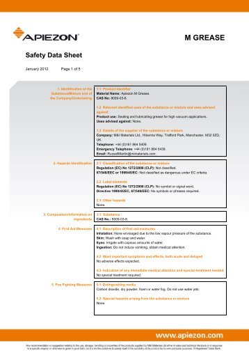 APIEZON M Grease Safety Data Sheet - Ted Pella, Inc.