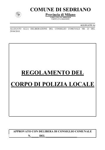 Polizia locale - Comune di Sedriano