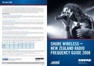 shure wireless new zealand radio frequency guide 2008 - Now Sound