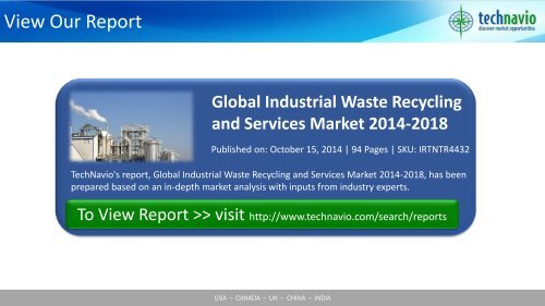 Global Industrial Waste Recycling and Services Market 2014-2018