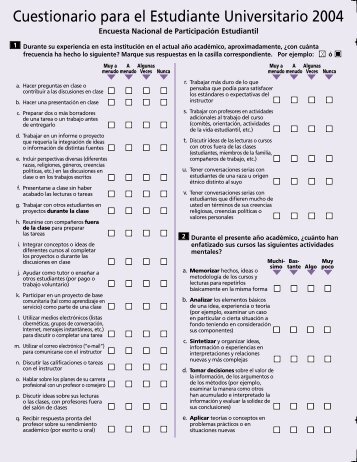 Cuestionario para el Estudiante Universitario 2004 - NSSE
