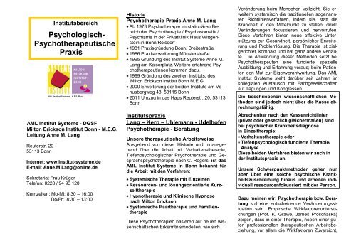 Psychologisch-Psychotherapeutische Praxis - Institut Systeme