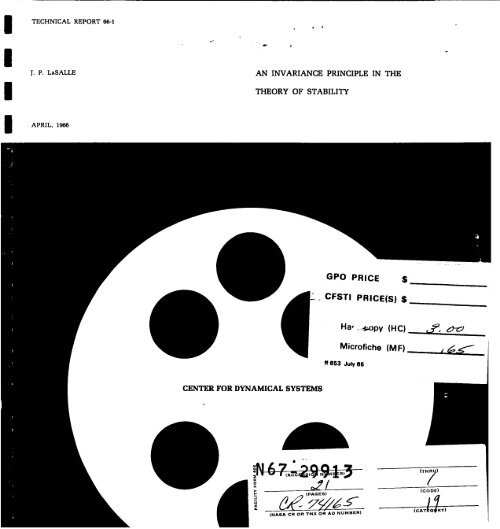 AN INVARIANCE PRINCIPLE IN THE THEORY OF STABILITY