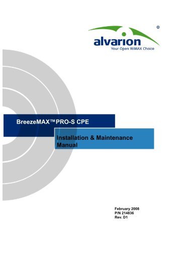 BreezeMAX PRO-S CPE Installation & Maintenance Manual - Alvarion
