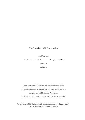 The Swedish 1809 Constitution - Olof Petersson