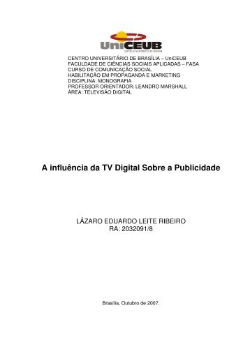 A influÃªncia da TV Digital Sobre a Publicidade - Centro UniversitÃ¡rio ...