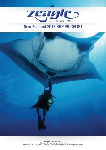 New Zealand 2013 RRP PRICELIST - Scuba Steve Wanaka