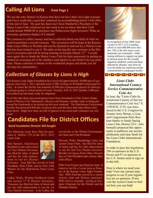 17 N Newsletter - Kansas Lions District 17-N
