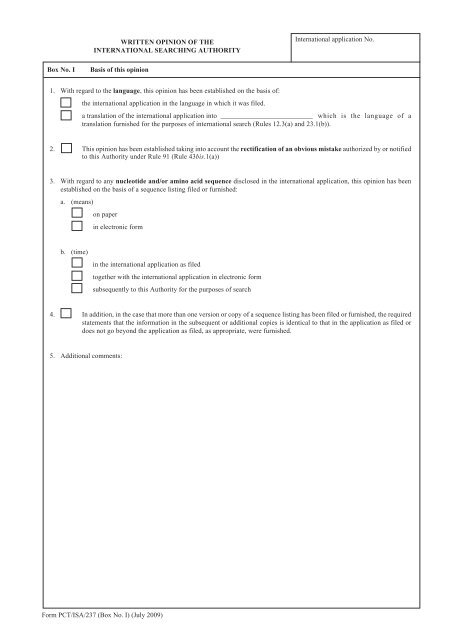 Form PCT/ISA/237 - WIPO