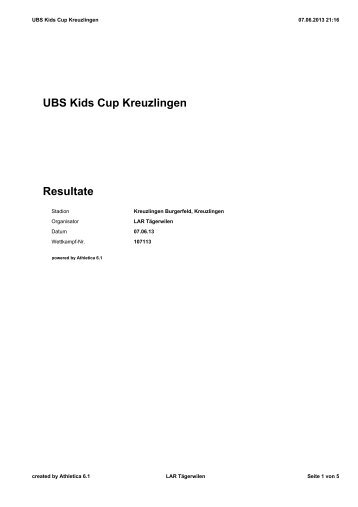 UBS Kids Cup Ausscheidung in Kreuzlingen vom ... - LAR TÃ¤gerwilen