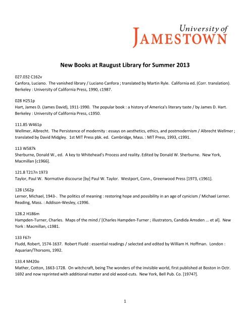 Library New Purchase Summer 2013 Pdf