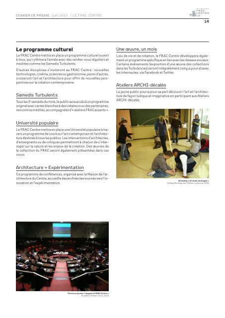 dossier de presse ouverture - FRAC Centre