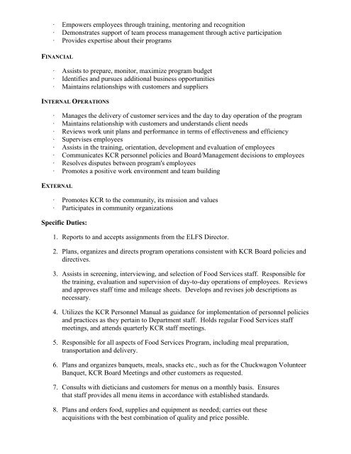 Proposed Job Description format: - Kitsap Community Resources