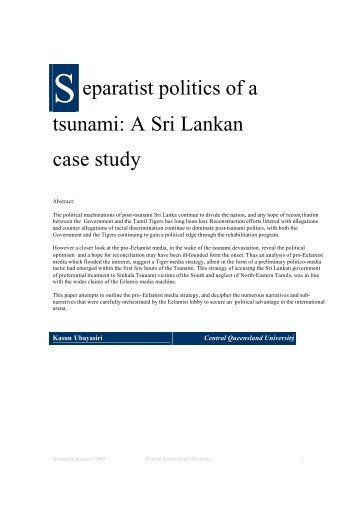 S eparatist politics of a tsunami: A Sri Lankan case study - eJournalist