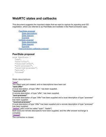 WebRTC states and callbacks - List
