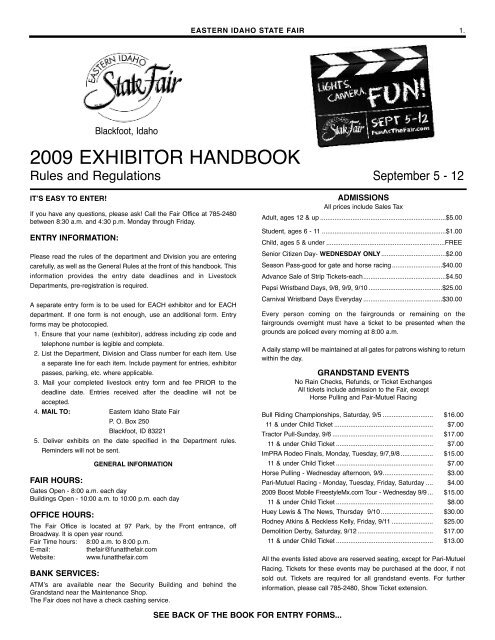 2009 ExHIBITOR HANDBOOK - Eastern Idaho State Fair