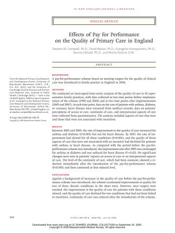 Effects of Pay for Performance on the Quality of Primary Care in ...