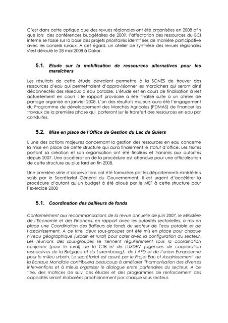 Résumé Globale de la 2ème Revue Annuelle Conjointe du PEPAM ...