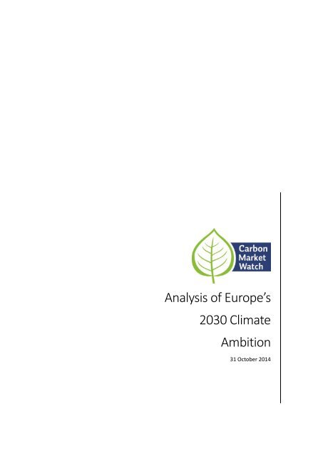 Analysis of Europe’s 2030 Climate Ambition